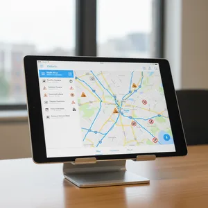 A smartphone screen displaying the Ontario 511 mobile app, which shows a map of provincial highways with real-time traffic and incident alerts.