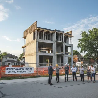 Partially built structure in Ajax, Ontario, under natural light, as seen in a news photograph.