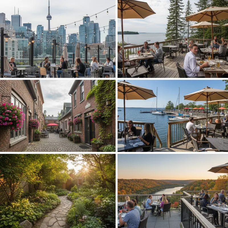 A photorealistic image of a beautiful Ontario patio with natural lighting and a realistic setting.
