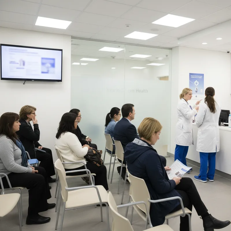 Medical professionals in a sterile clinic environment, highlighting a healthcare setting.