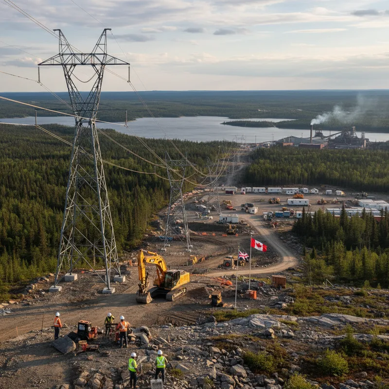 Vast northern Ontario landscape with a new electrical transmission line stretching across it.