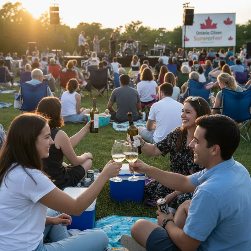 Ontario government officials discussing new legislation to allow alcoholic beverages at outdoor public events.