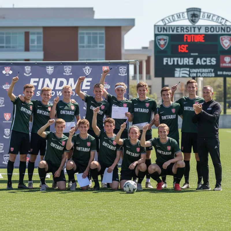 Young soccer players from Ontario celebrate after being scouted and offered university spots at the FindME Showcase.