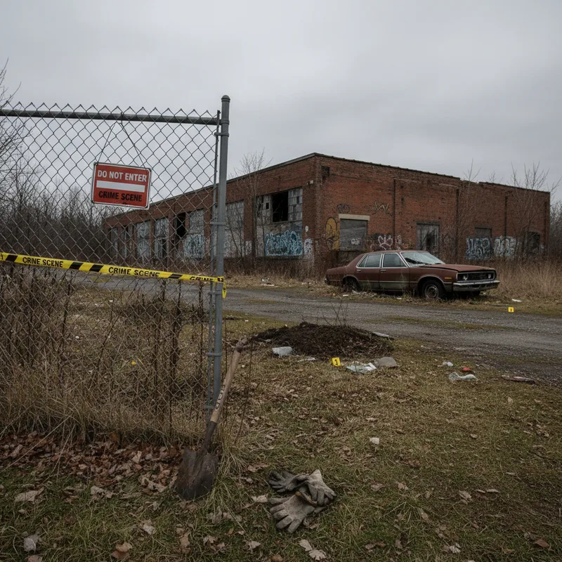 A crime scene in an Ontario Citizen region with realistic setting and natural lighting.